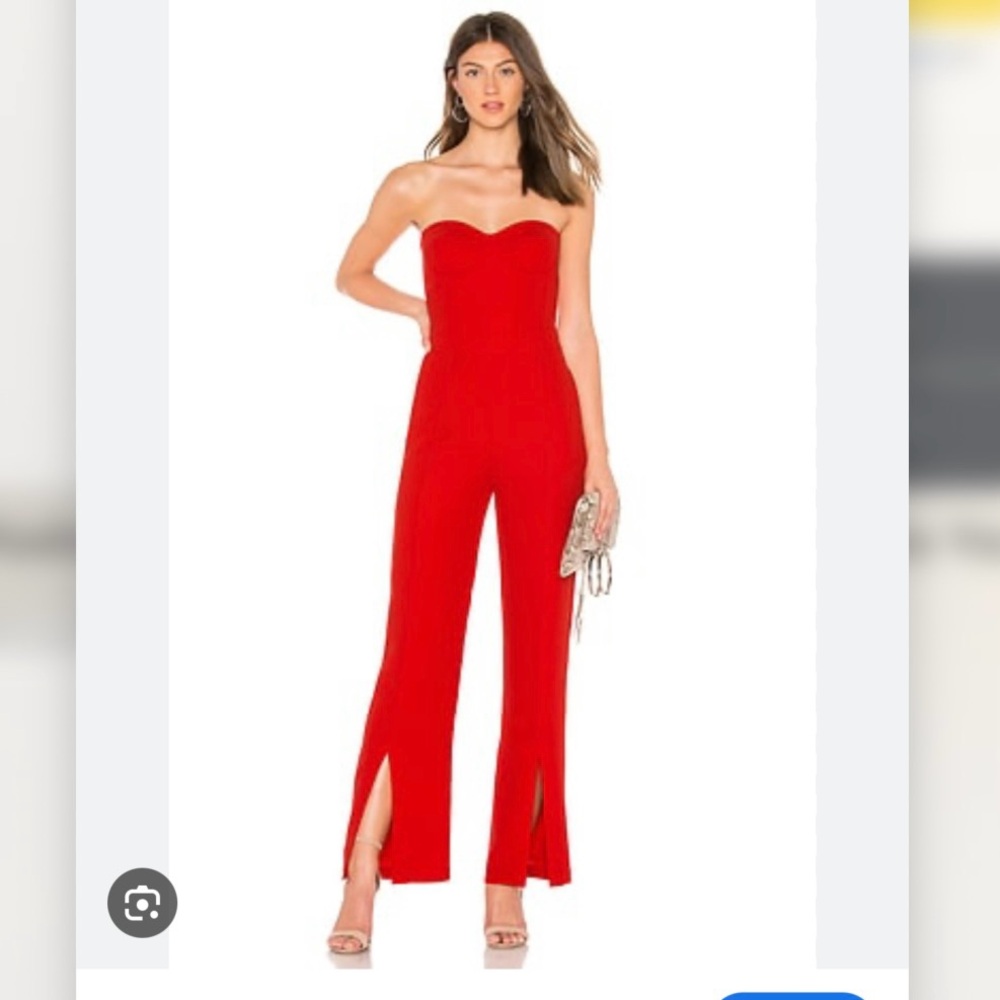 Karina Grimaldi Red Strapless Jumpsuit